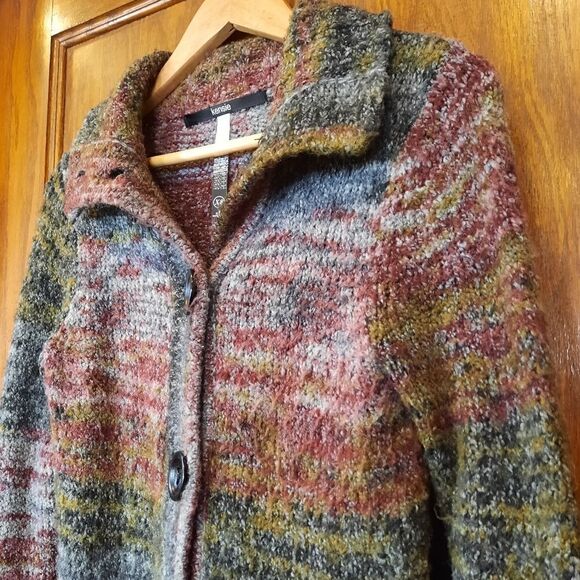 Kensie Sweater Coat Long Striped - Picture 3 of 14